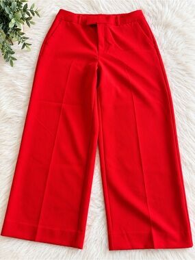 ON. 34th. High-Rise Red Wide-Leg Trousers